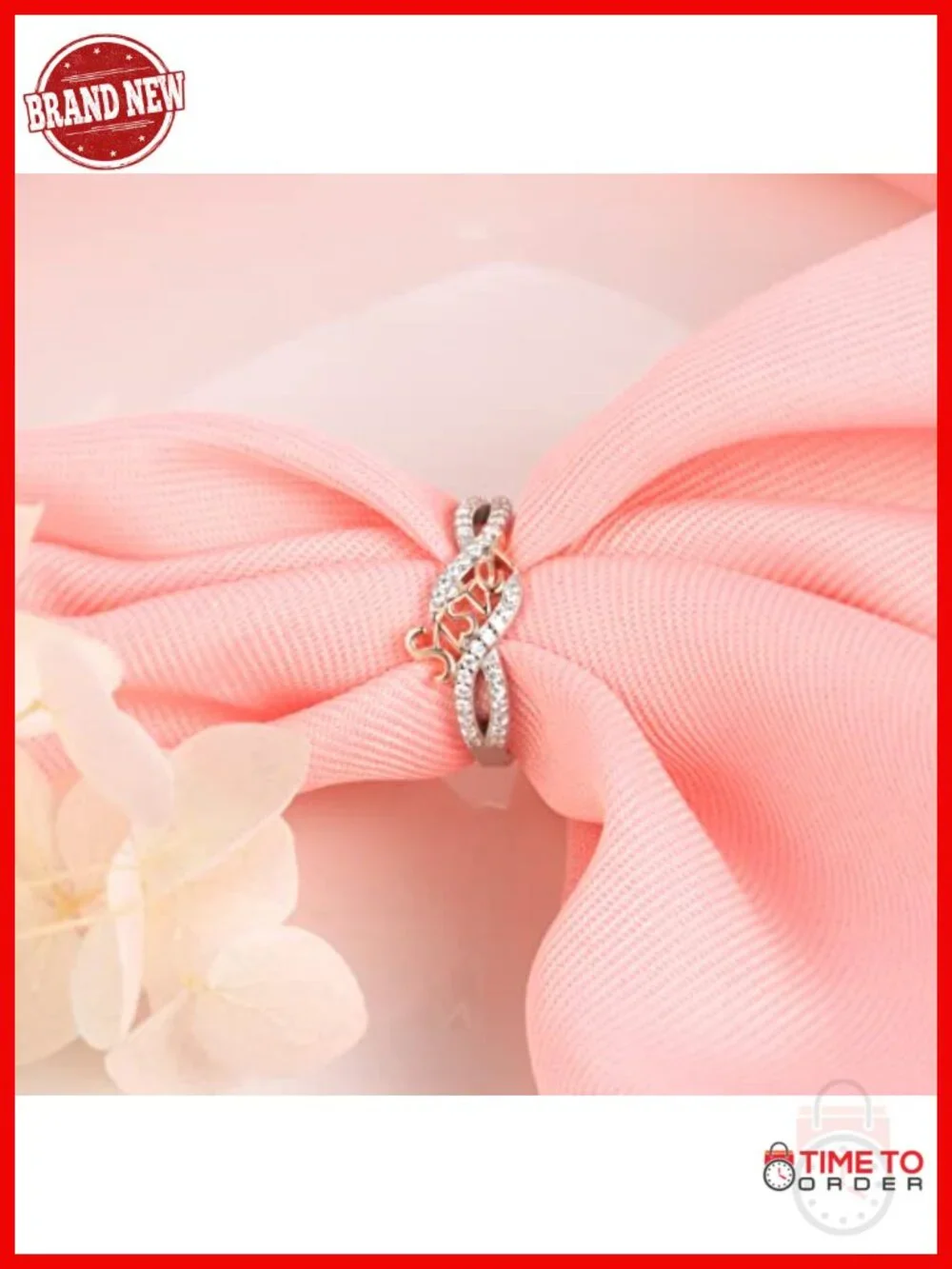 925 Sterling Silver Mom Ring Band with Cubic Zirconia Women Gift